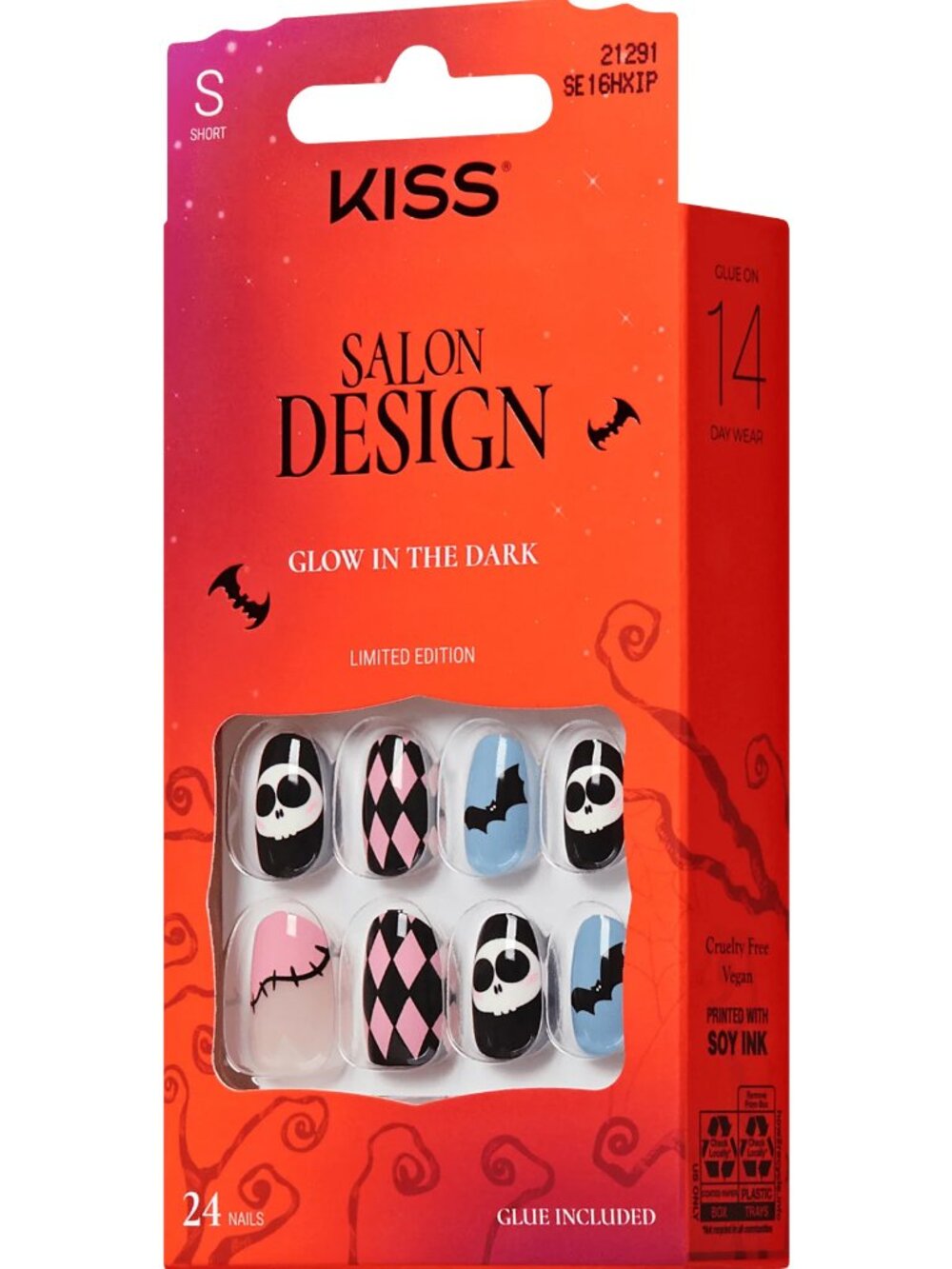 KISS Glow-In-The-Dark Halloween Design Short Length Nails - Nightmare Parade